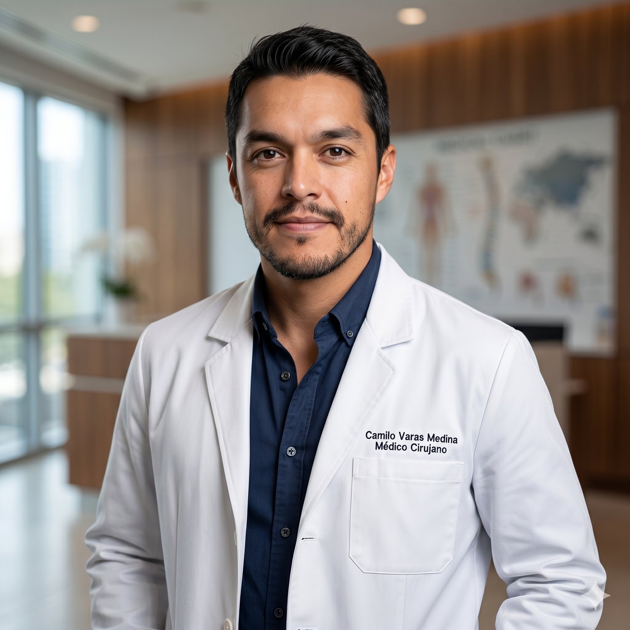 Dr. Camilo Varas Medina, médico cirujano, en su consulta